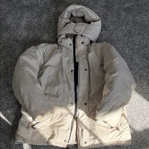 Eddie Bauer Men's Beige Hooded Puffer Jacket